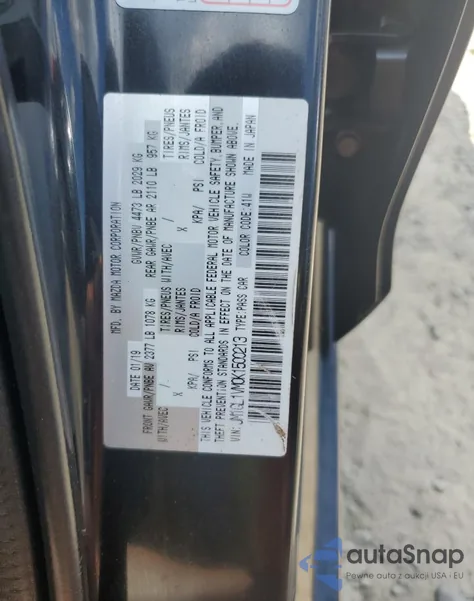 2019 Mazda 6 Touring from USA, damaged, VIN JM1GL1VMCK1500213